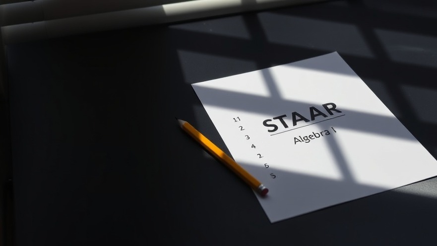 Standardized test paper labeled 'STAAR Algebra I' reflects Texas education reform insights.