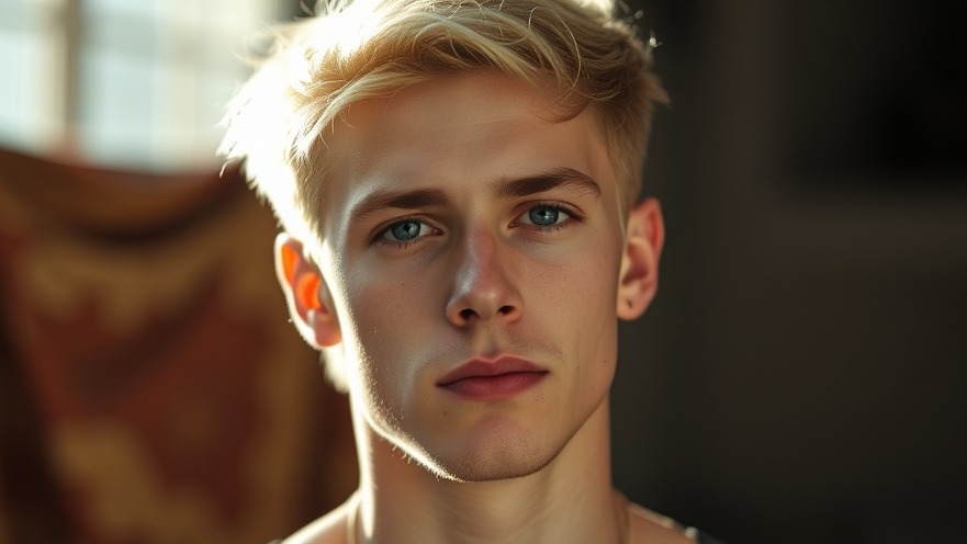 Young man with short blond hair discussing political news USA.