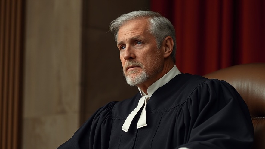 Male judge in a black robe overseeing political implications in Texas news.