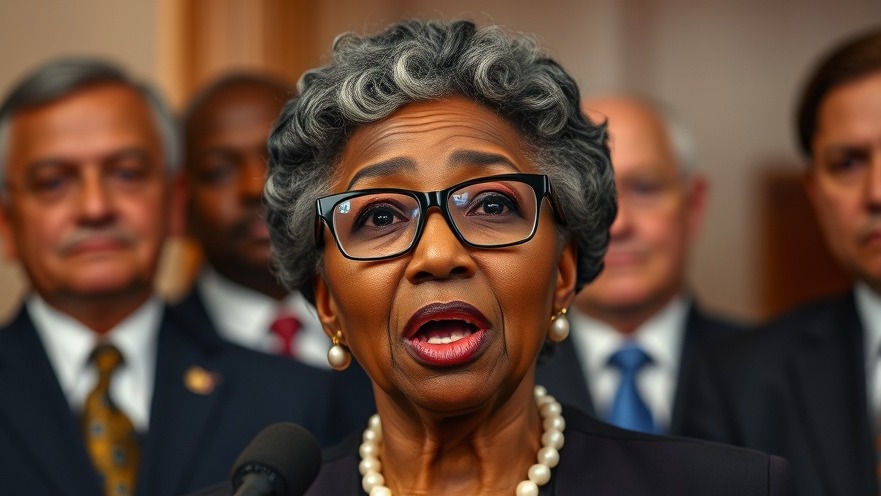 Elderly black woman speaks passionately on Trump immigration policy lawsuit at press conference.
