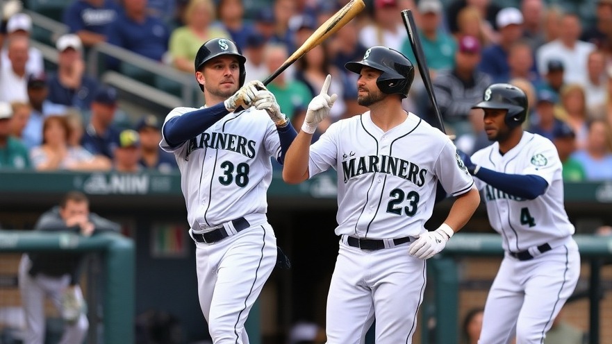 Seattle Mariners players celebrating Cal Raleigh home run against Rangers.