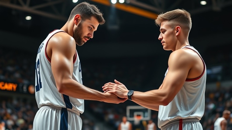 Concerned tall white basketball player with injured hand, emphasizing NBA playoffs and athlete psychology.