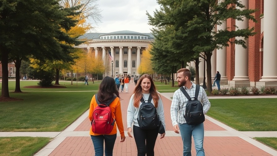 Students walking on college campus reflecting Texas higher education news.