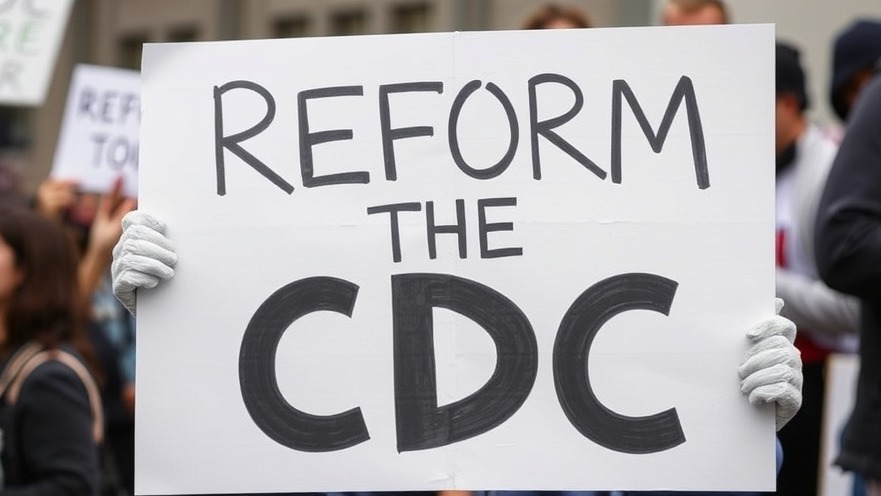 Sign demanding CDC reform, highlighting issues in public health news and college mental health policies.