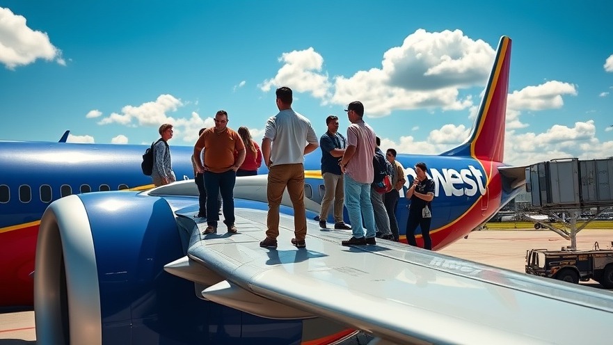 Southwest Airlines emergency evacuation at Hobby Airport, showcasing passenger safety protocols.