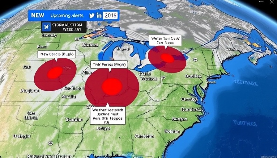 Severe weather map showing storm systems affecting Dallas, TX.
