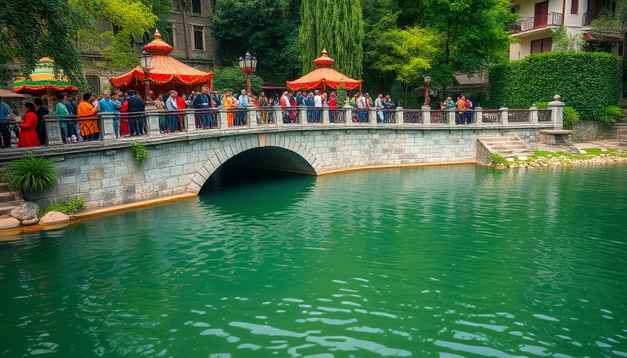 Festive river scene in March, San Antonio activities and sights.