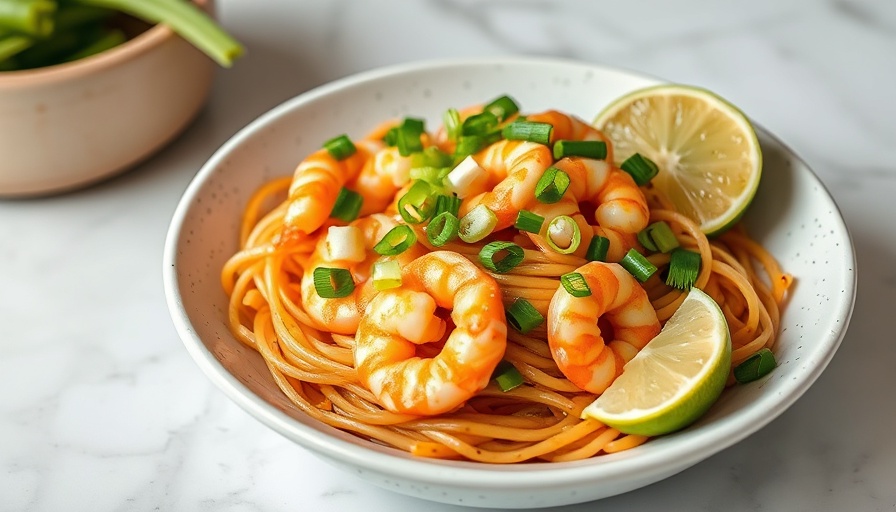 Easy Pad Thai Recipe with shrimp and lime beautifully presented.