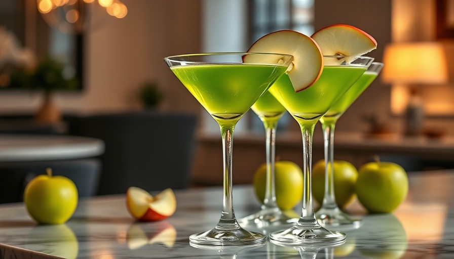 Elegant appletini recipe with fresh apple garnish on marble.