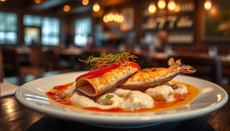 Montlake Cut seafood experience Dallas: vibrant seafood dish with sauces