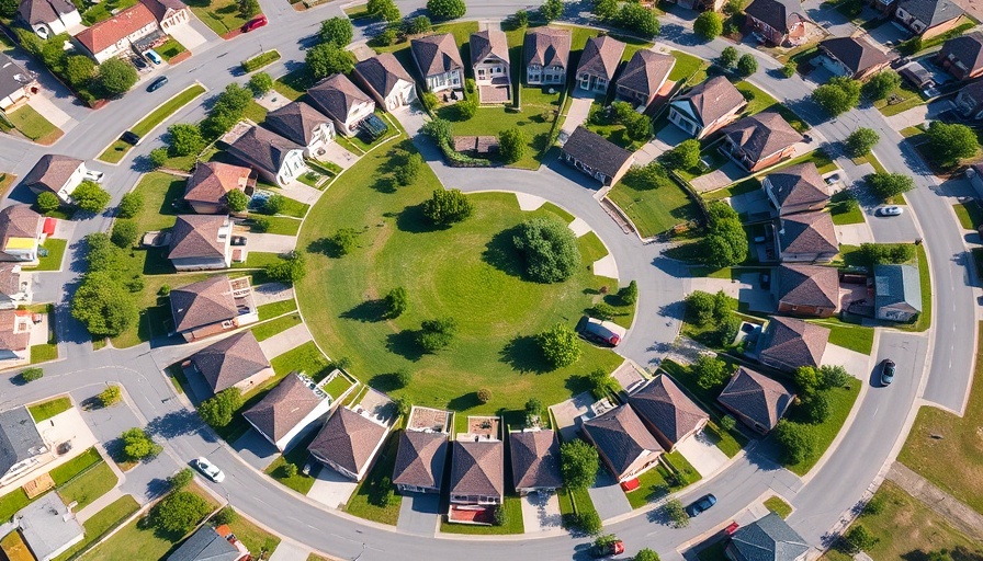 Aerial view of a suburban neighborhood in San Antonio, 2025.