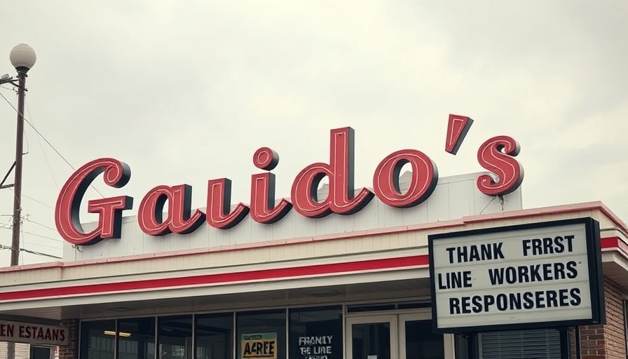 Gaido's Galveston sign thanking frontline workers.