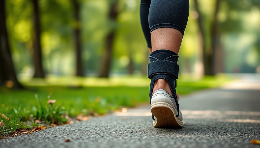 Close-up of legs using ankle weights for walking benefits in a park.