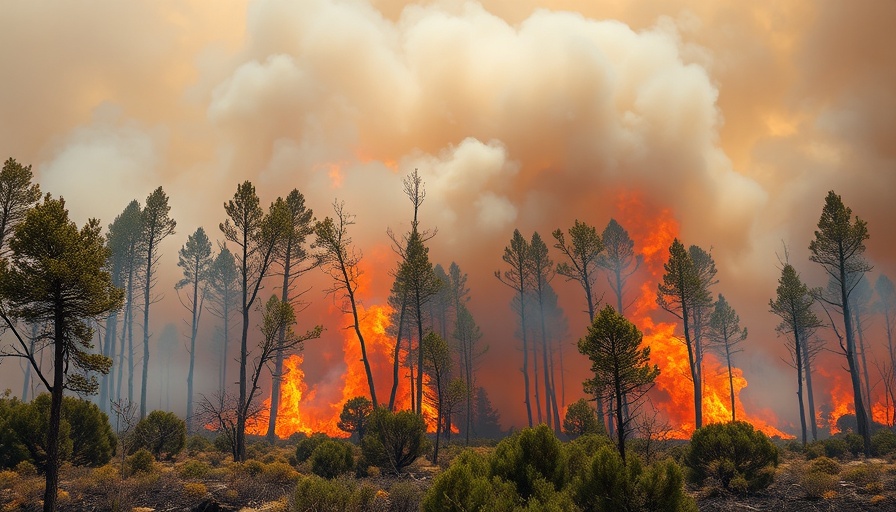 Matagorda County wildfire spread engulfing forest.