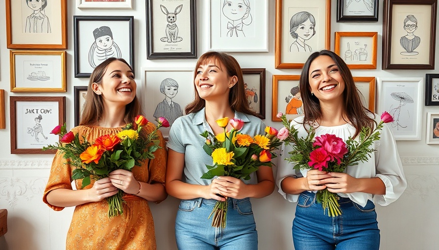 Discover your personal style: three women expressing wellbeing with flowers.
