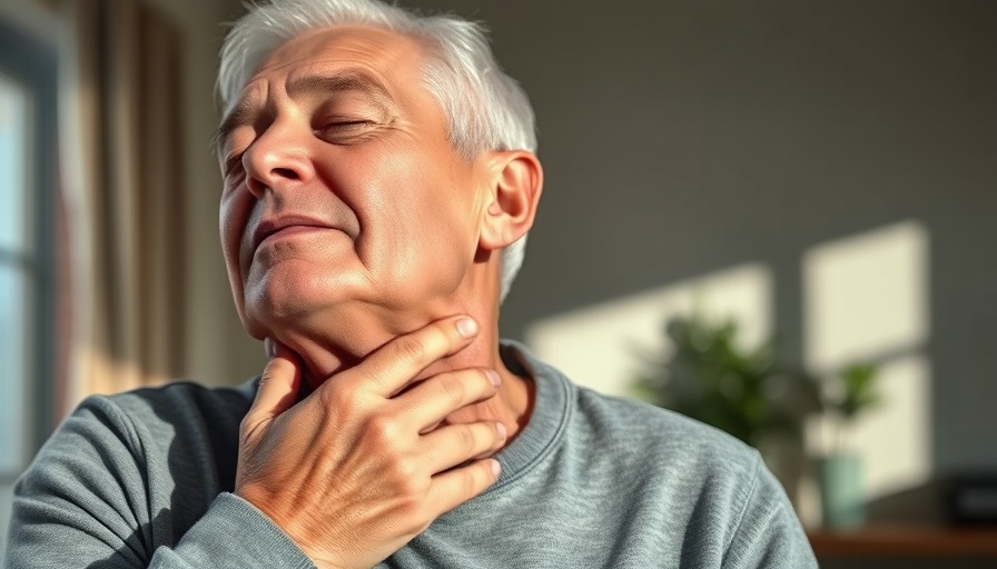 Older man seeking natural pain relief by holding his neck.