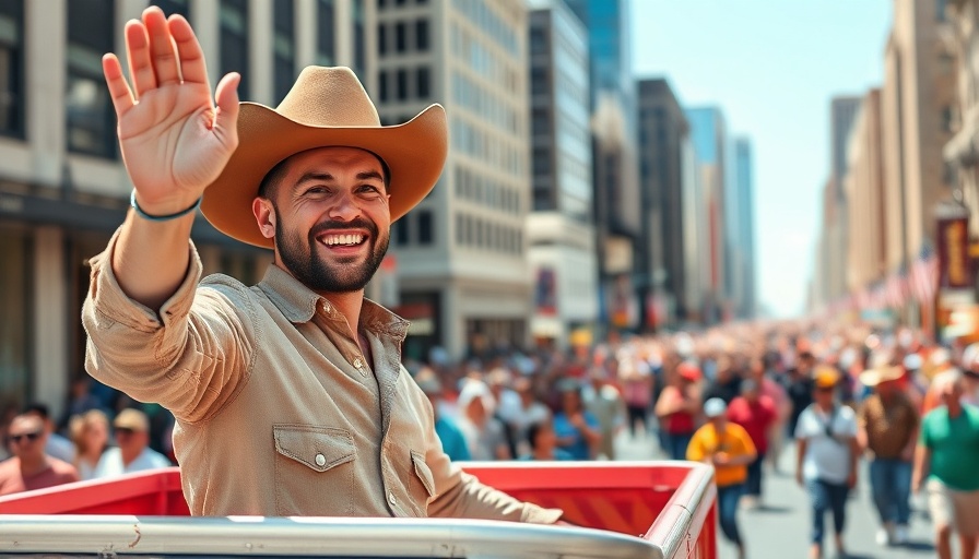 Man in cowboy hat at Houston parade, representing business in Houston.