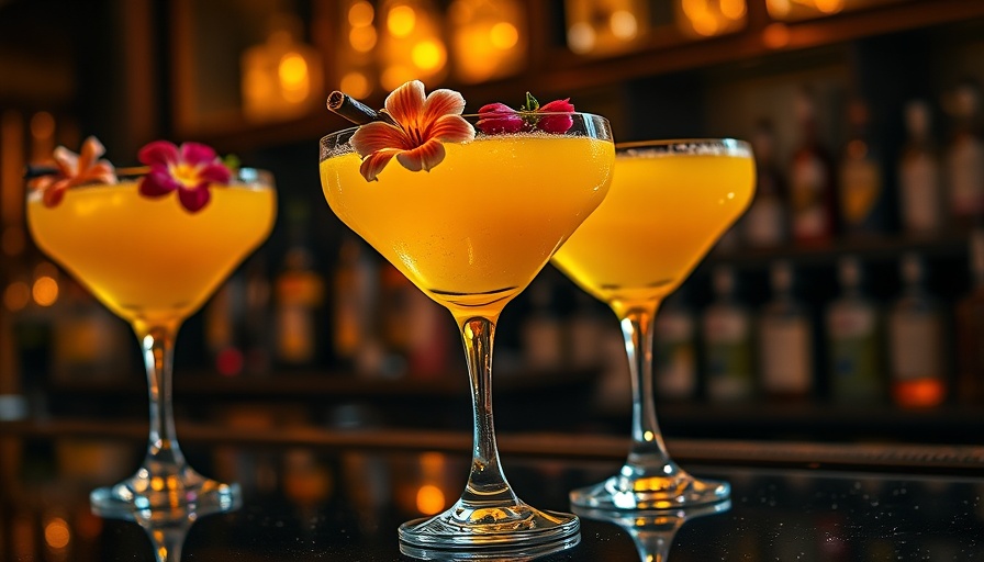 Elegant cocktails in Houston nightlife setting with dramatic sparkle.