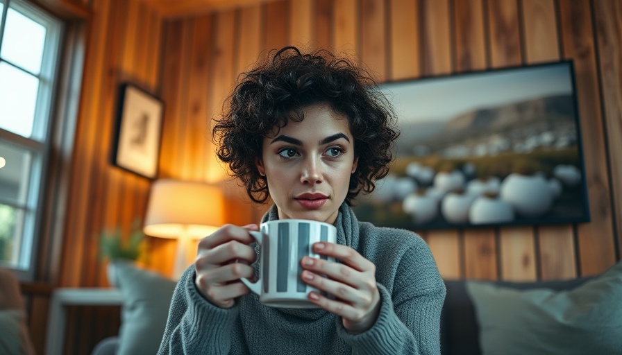 Woman improving mental wellbeing through video chat at home.