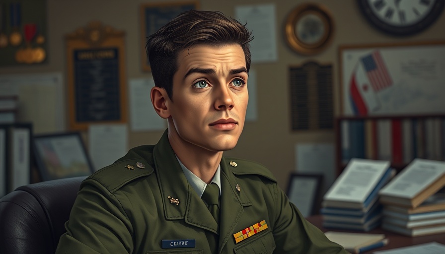 Transgender military policy representation, thoughtful illustration.