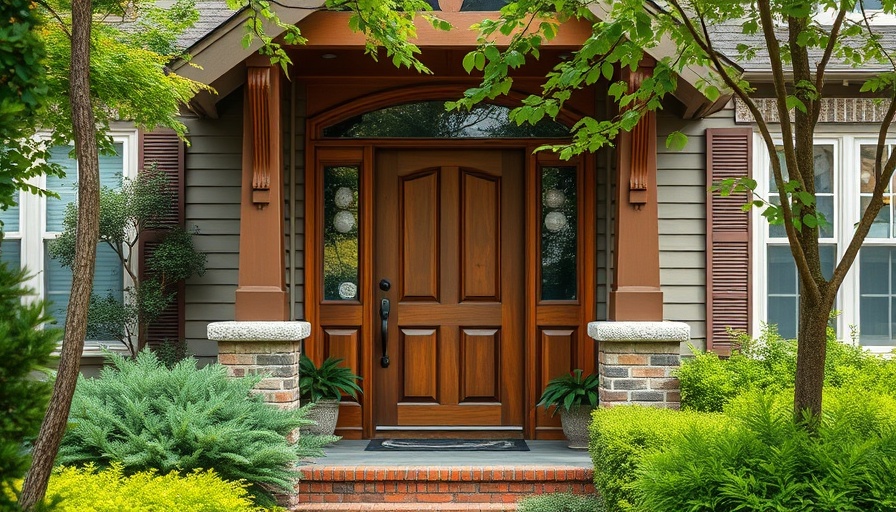 Charming wooden front door for spring homebuying season DIY entrance.