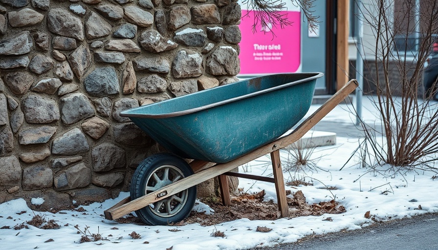 Wheelbarrow and sign outdoors symbolizing free speech on college campuses.