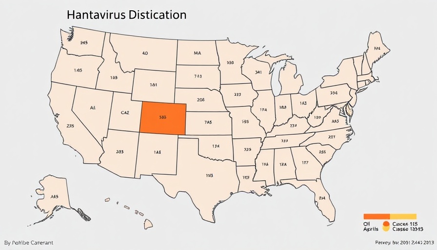 Map showing distribution of hantavirus pulmonary syndrome cases in the USA.