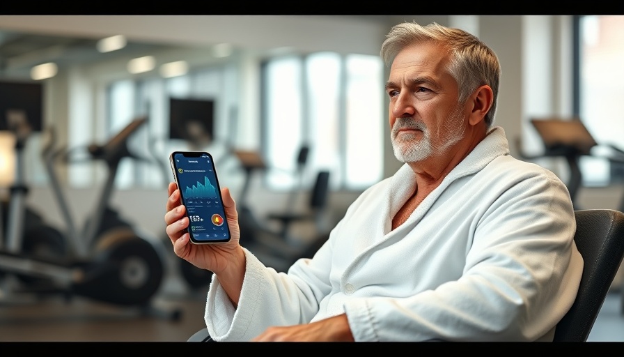 Middle-aged man undergoing digital health analysis related to biological factors of aging.