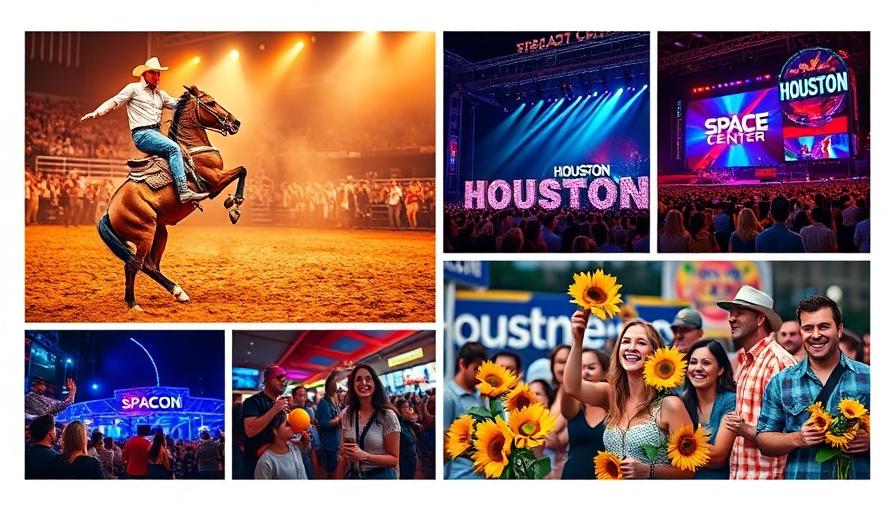Colorful Houston entertainment calendar with events and concerts.