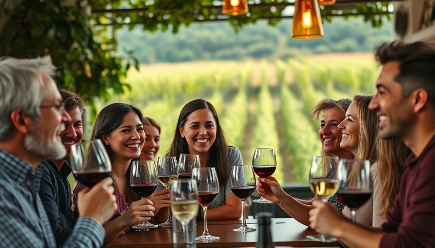 Wine Tasting Houston: group enjoying wine indoors and outdoors.