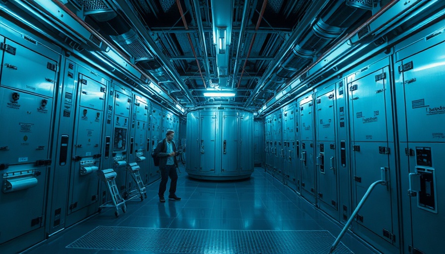 Futuristic nuclear waste storage facility with advanced technology.