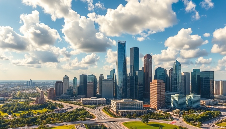 Houston skyline illustrating city growth amid hiring freeze.