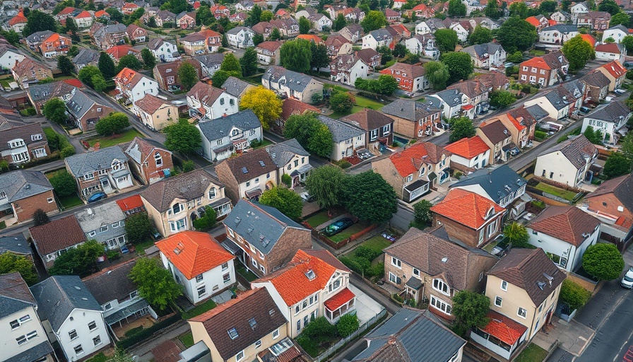 Aerial view of neighborhood addressing Texas housing crisis solutions.
