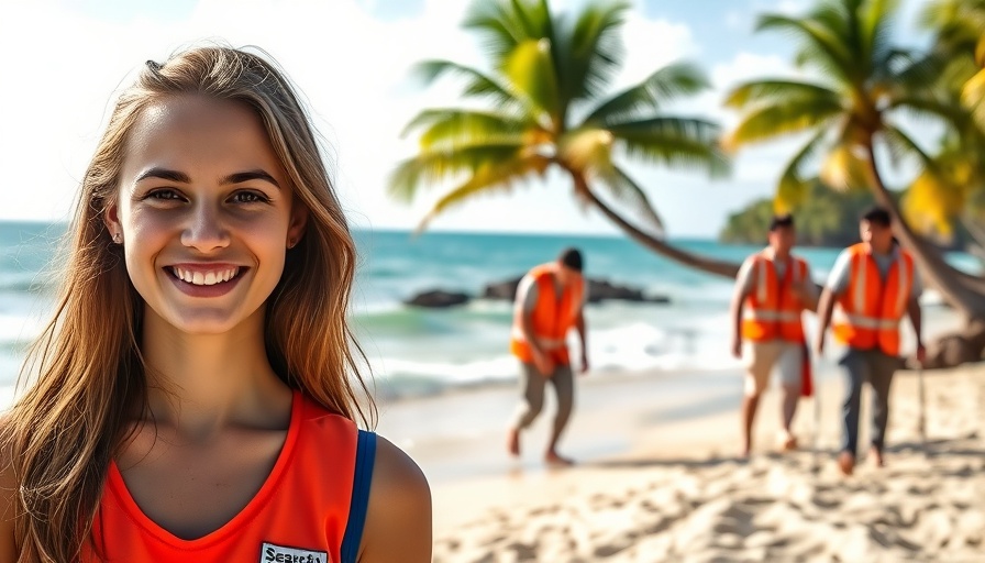 Images of a missing American college student and beach search operation.