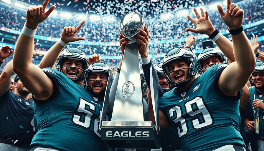 Philadelphia Eagles celebrating Super Bowl win amidst confetti.