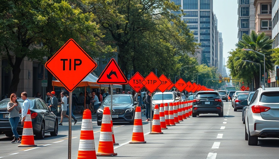 Downtown San Antonio road closures causing traffic and pedestrian activity.