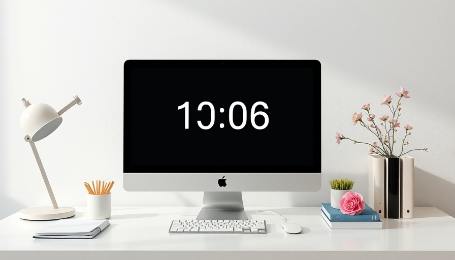 Minimalist workspace for resetting throughout your workday with clock.