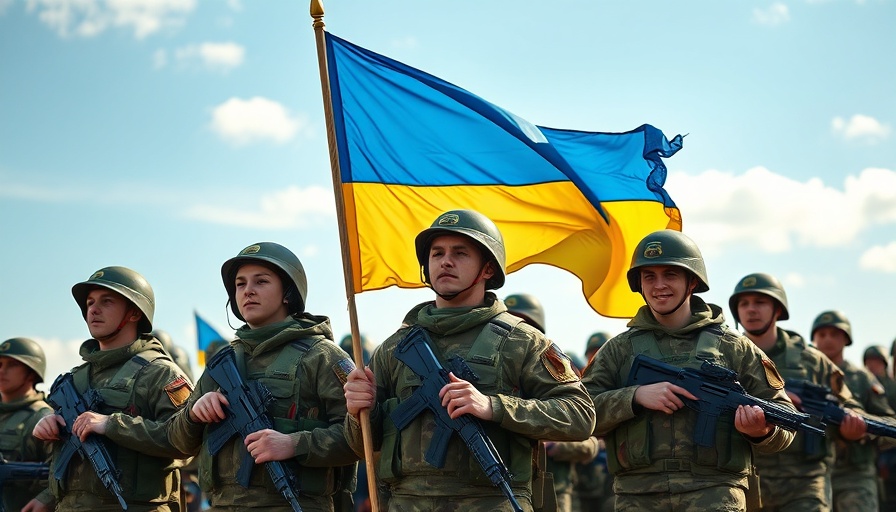 Ukrainian soldiers holding national flag symbolizing unity and hope amid ceasefire.
