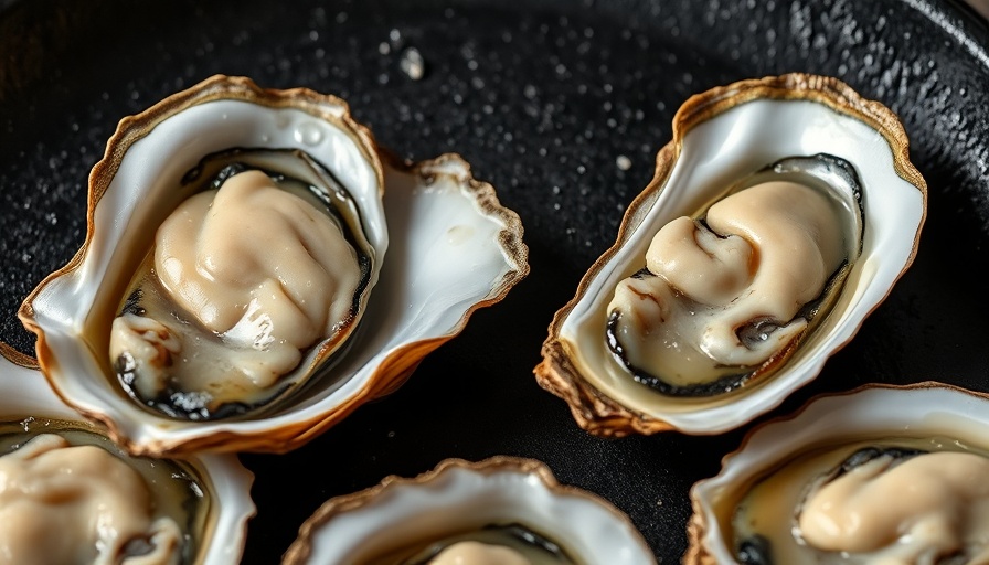 Close-up of fresh oysters delivered to your door, glistening on a plate.