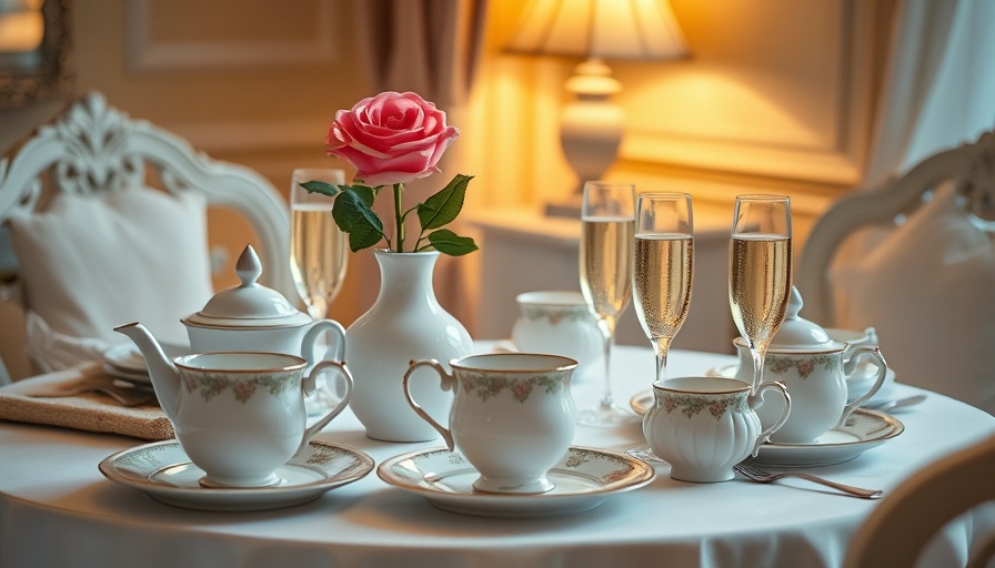Elegant brunch setting in Dallas with fine china and soft lighting.