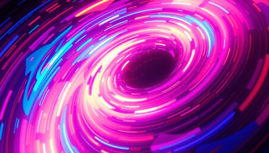 Abstract depiction of quantum tornadoes in momentum space with vibrant colors.