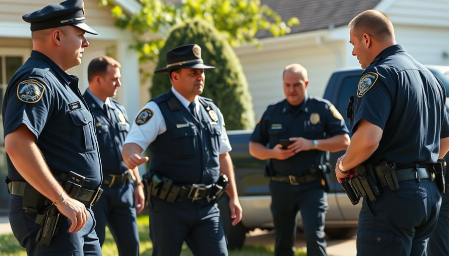 Police search scene in Schertz with officers and civilian