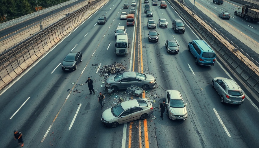 Aerial view of wrong-way driver incident in Houston with police on scene.