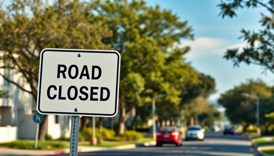 Bexar County road repairs blocking a street with a sign.