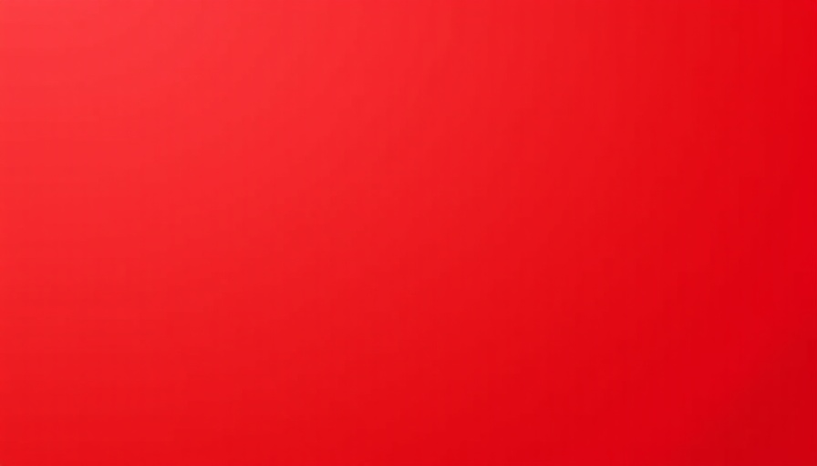 Solid red background, minimalistic style.