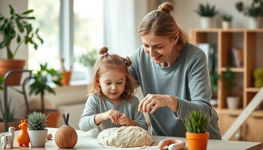 Mother supporting her disabled child in a warm home setting.