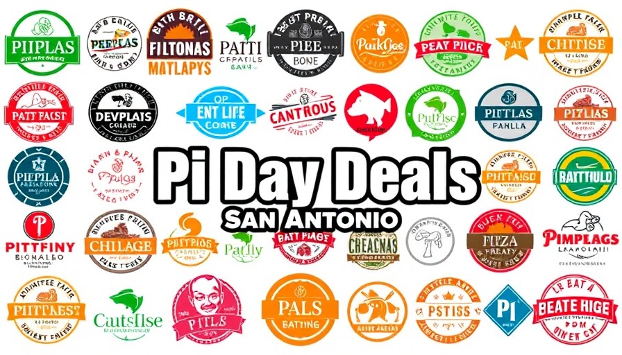 Pi Day Deals San Antonio restaurant logos collage.