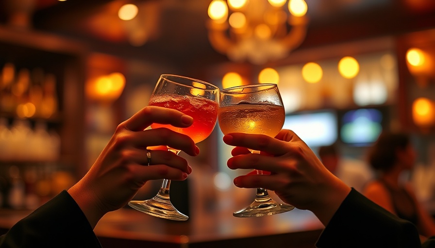 Cheers in dimly lit bar with cocktails at one of the best bars in Dallas.