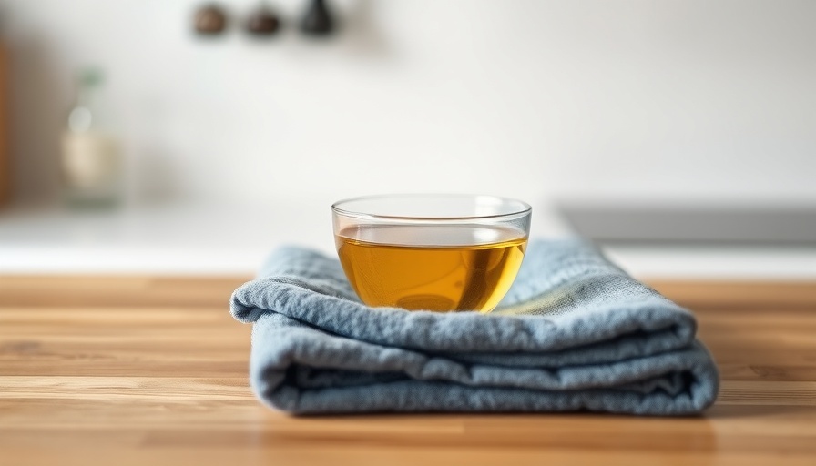 DIY Hair Oil Treatment bowl on a blue towel