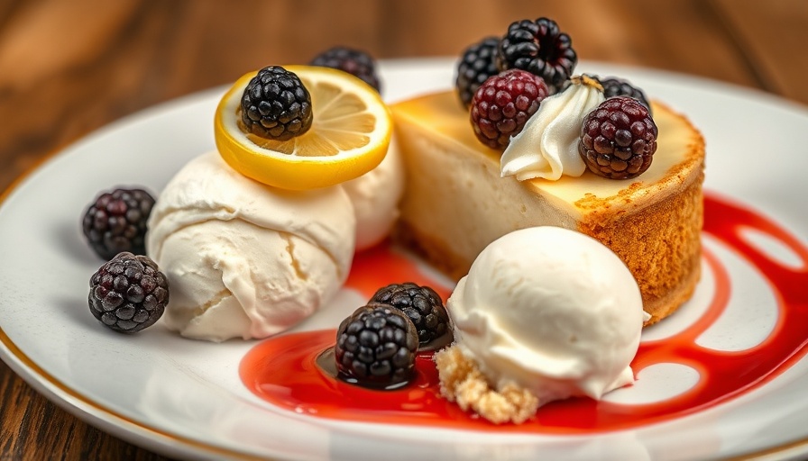 Delicious dessert crafted by San Antonio pastry chefs with cheesecake and berries.